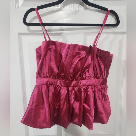 NWOT Thirty/Thirty Fushia Pink Satin Tank in Size XL Extra Large - Picture 1 of 12